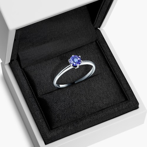 Pierścionek zaręczynowy The Journey: białe złoto, tanzanit